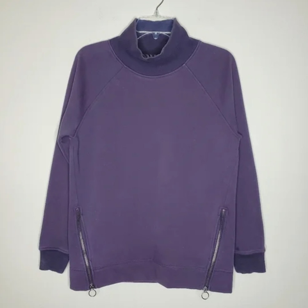 ATHLETA Cozy Karma Purple Side Zip Funnel Neck Mock Neck Sweatshirt Sz Small S - Picture 3 of 13